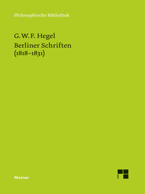 cover image of Berliner Schriften (1818–1831)